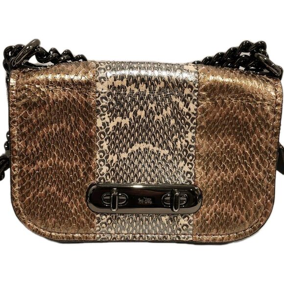 Coach Swagger Shoulder Bag 20 in Metallic Striped Mixed Snakeskin - Picture 1 of 16